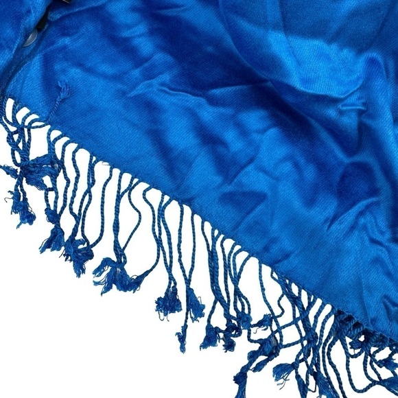Jones New York Royal Blue Huge Oversized Scarf Wrap with Fringe - Picture 3 of 7
